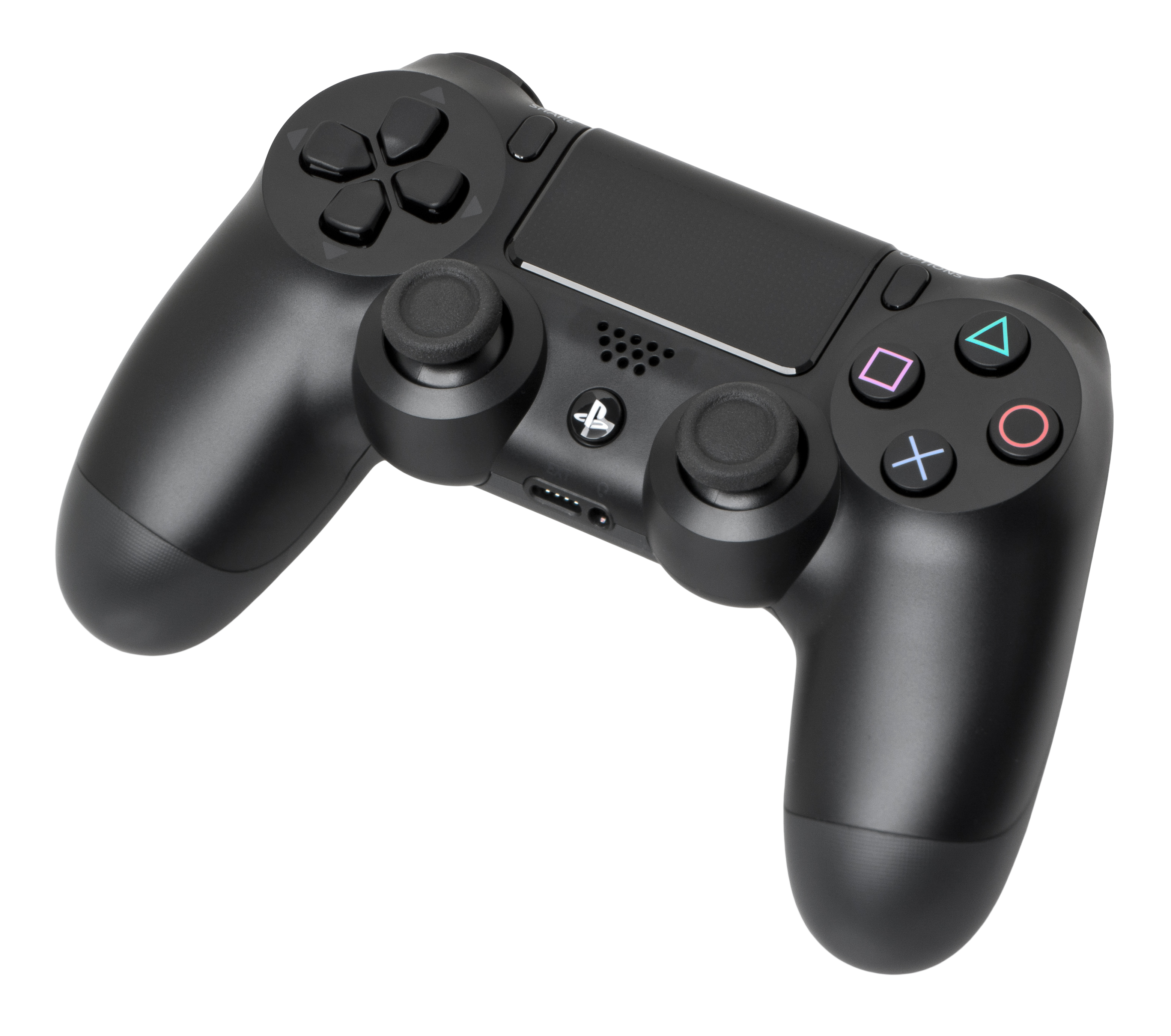 Mando DualShock 4 de PS4 sobre fondo blanco, asociado a funciones competitivas